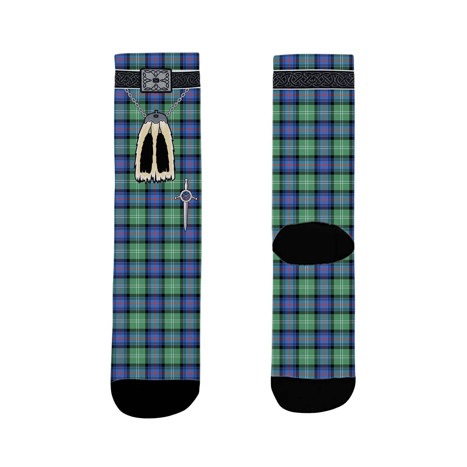 ScotsTee Shop Scottish Sutherland Old Ancient SC Clan Highland Kilt Sporran Tartan Socks
