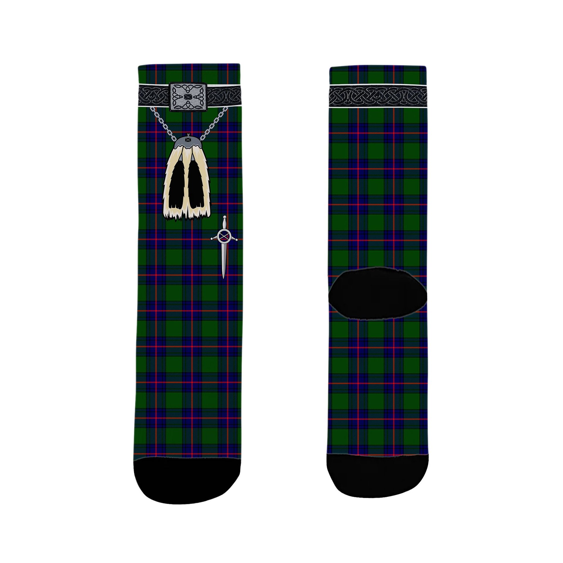 ScotsTee Shop Scottish Shaw Modern Clan Highland Kilt Sporran Tartan Socks