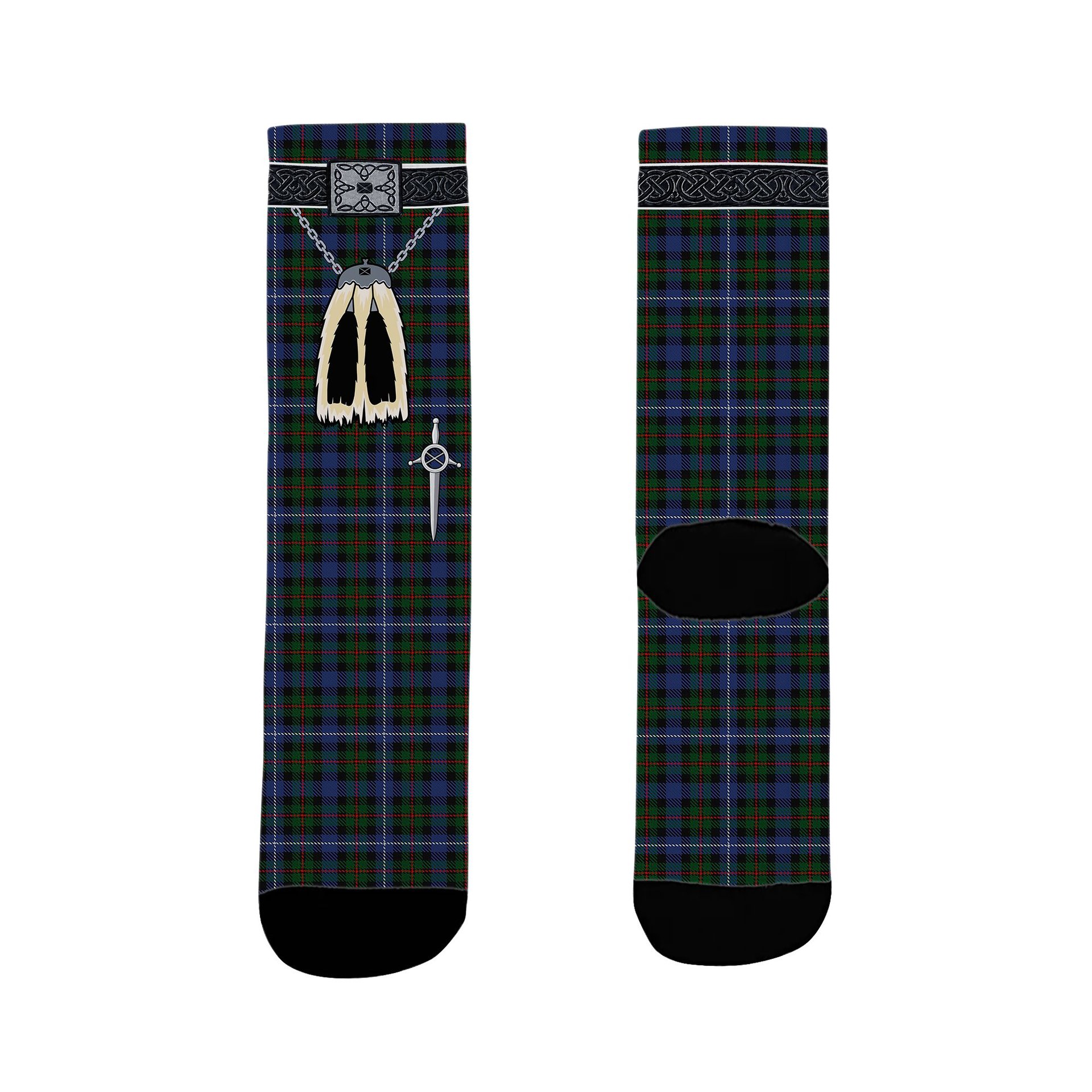 ScotsTee Shop Scottish Robertson Hunting Clan Highland Kilt Sporran Tartan Socks