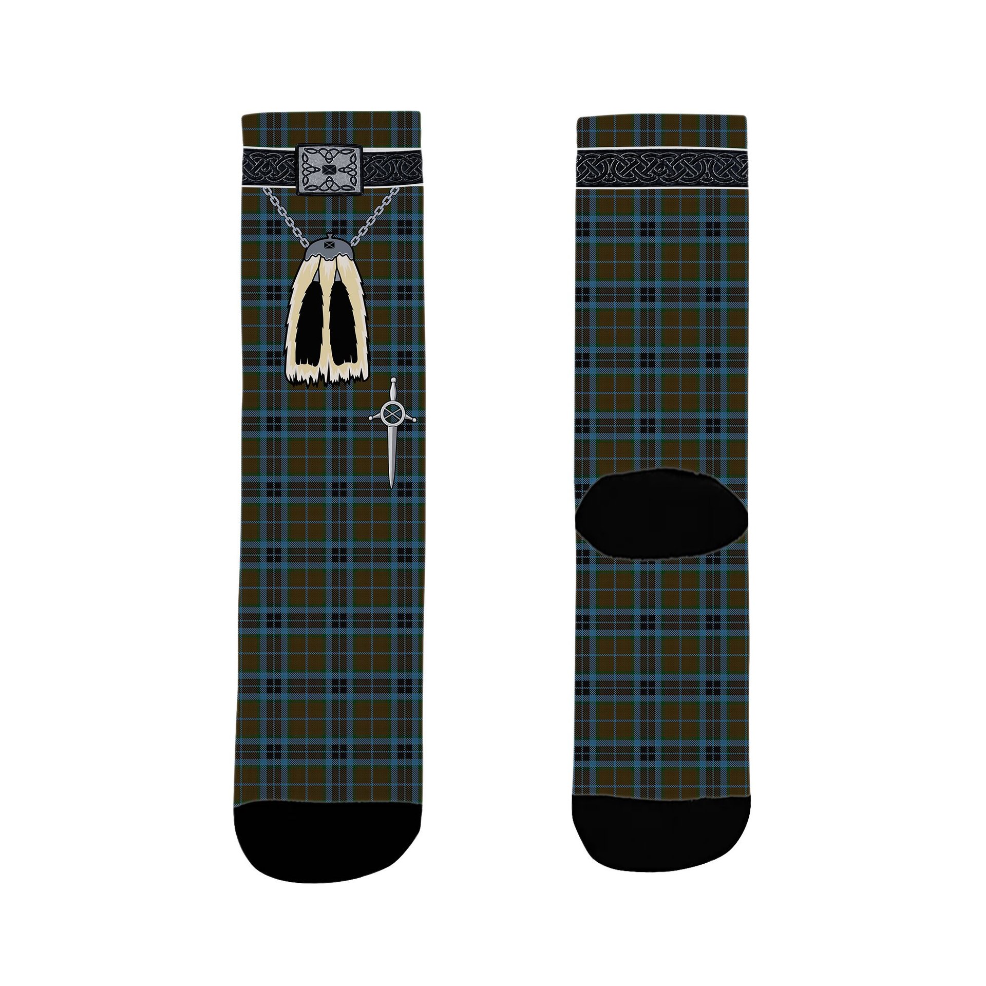 ScotsTee Shop Scottish Thompson Hunting Clan Highland Kilt Sporran Tartan Socks