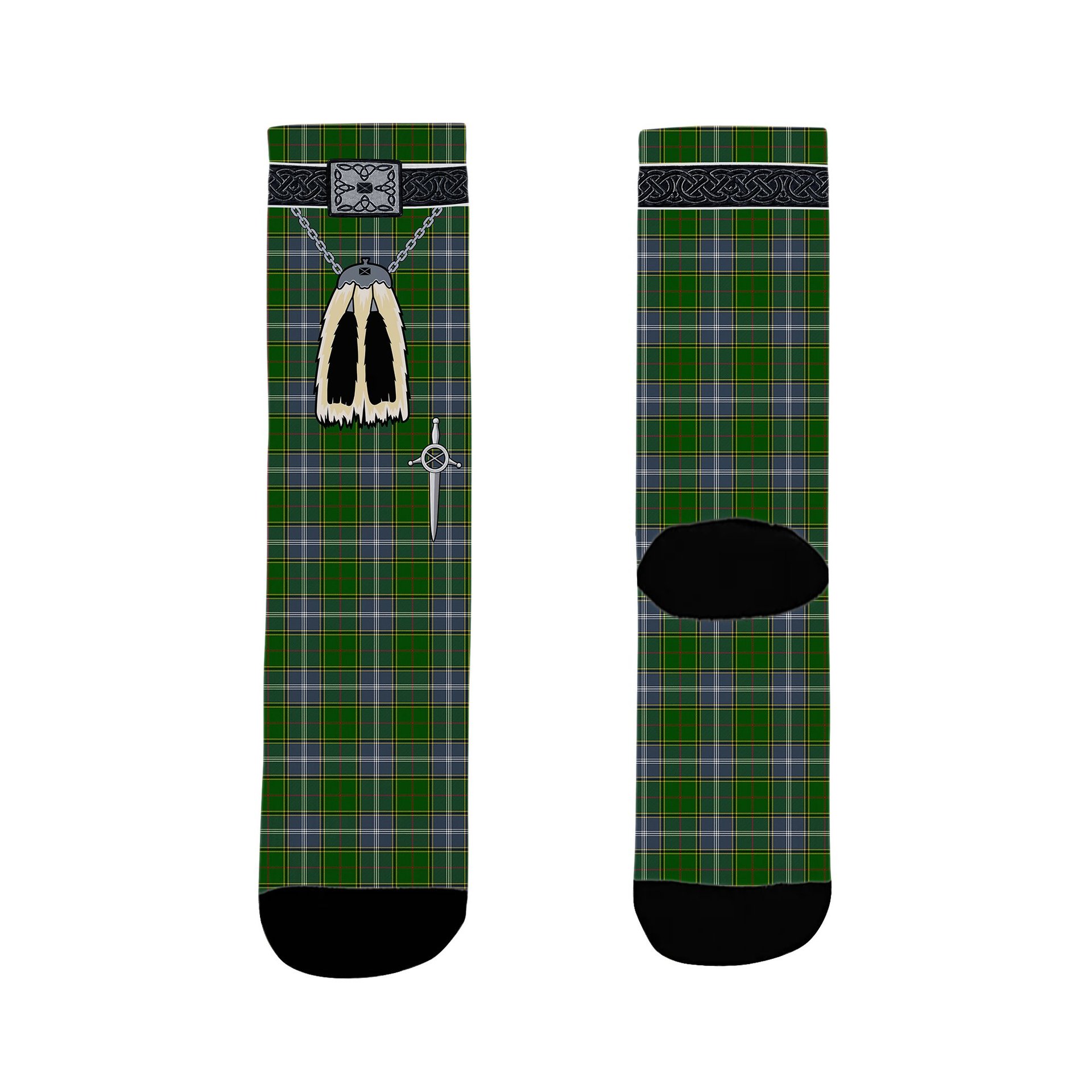 ScotsTee Shop Scottish Pringle Clan Highland Kilt Sporran Tartan Socks