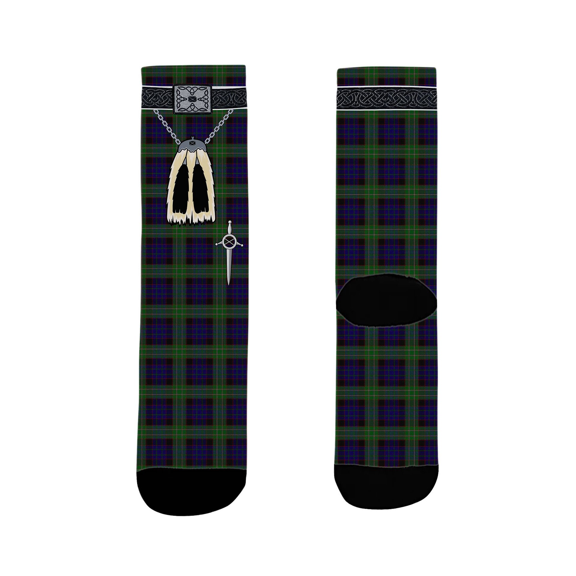 ScotsTee Shop Scottish Nicolson Green Hunting Clan Highland Kilt Sporran Tartan Socks