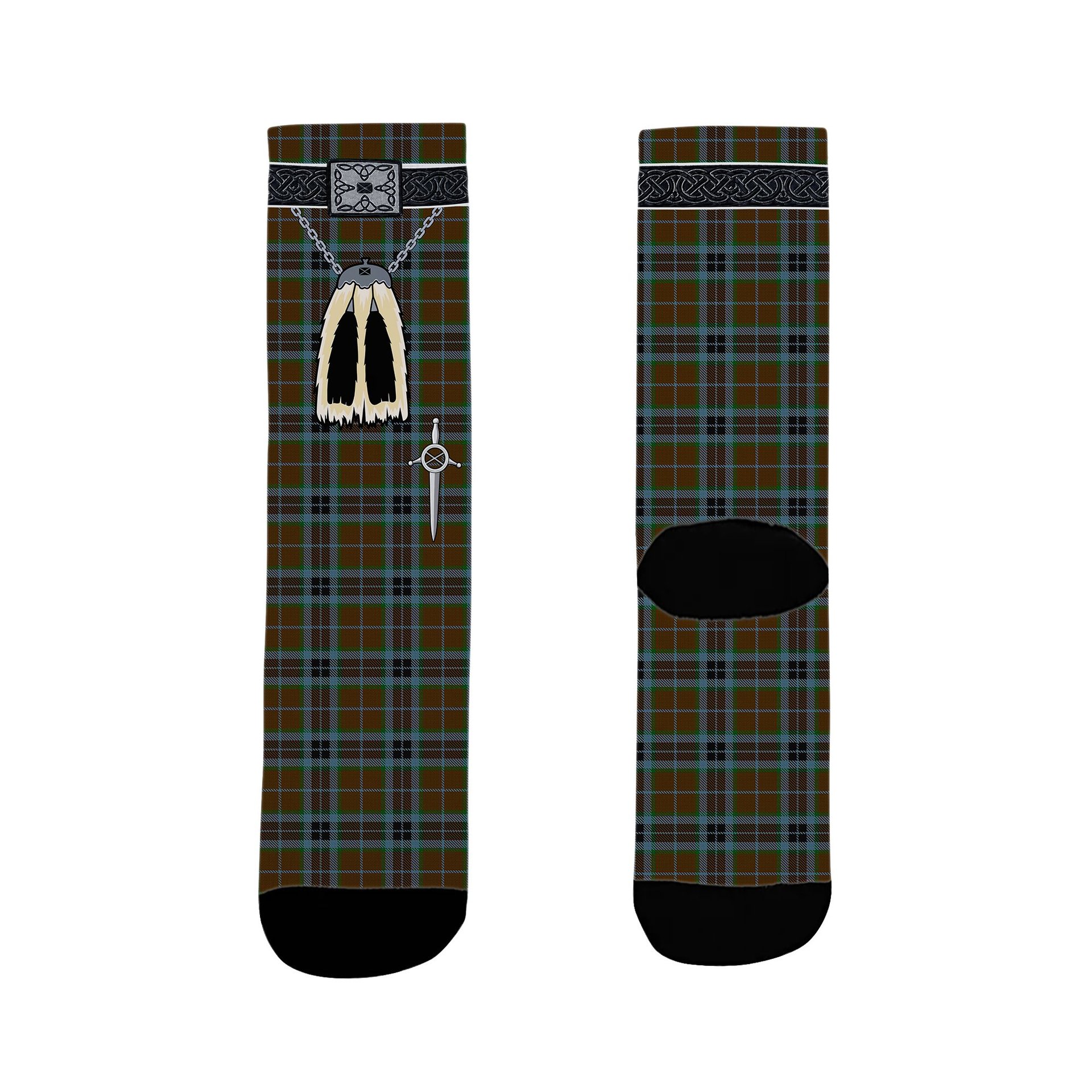 ScotsTee Shop Scottish MacTavish Hunting Clan Highland Kilt Sporran Tartan Socks