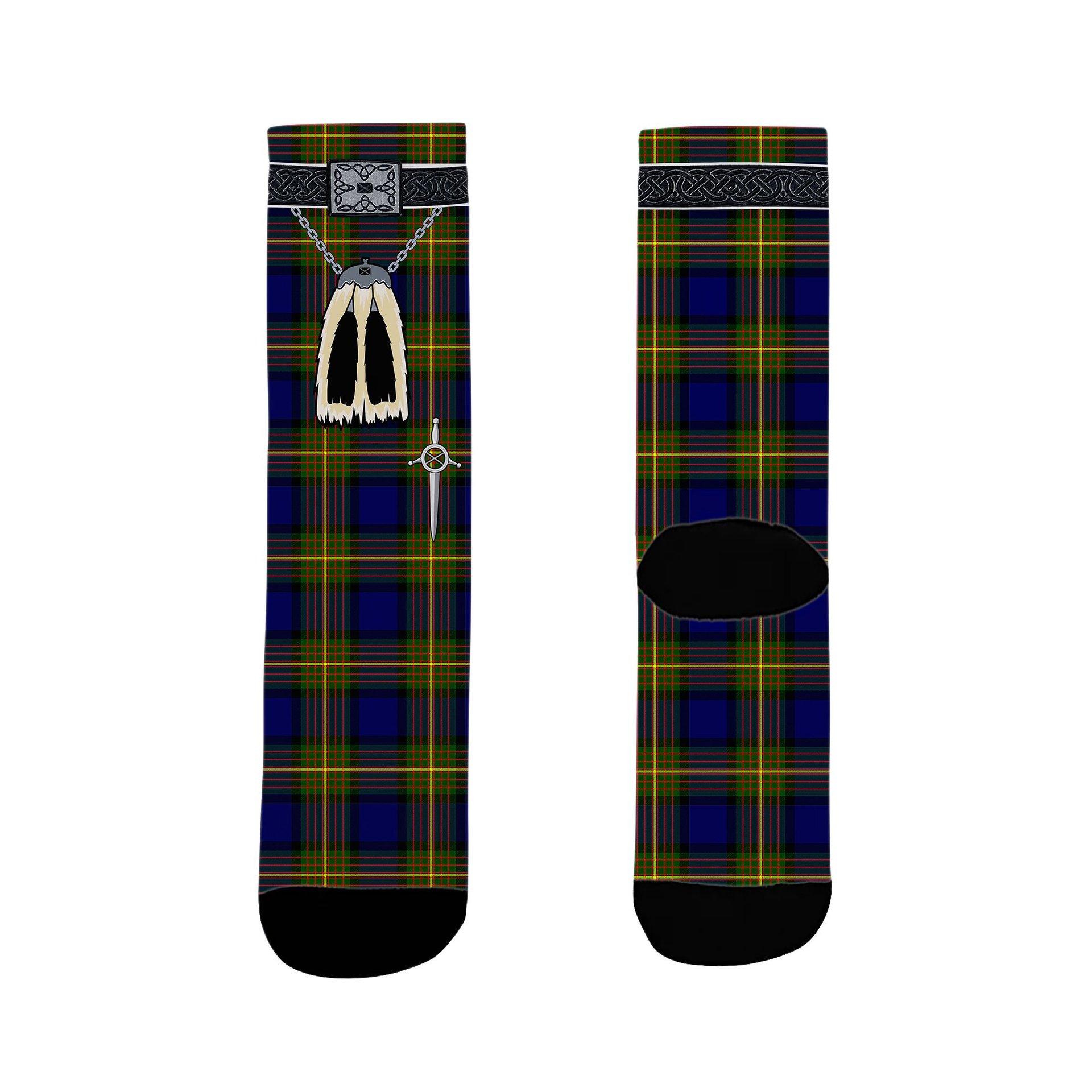 ScotsTee Shop Scottish Muir Clan Highland Kilt Sporran Tartan Socks
