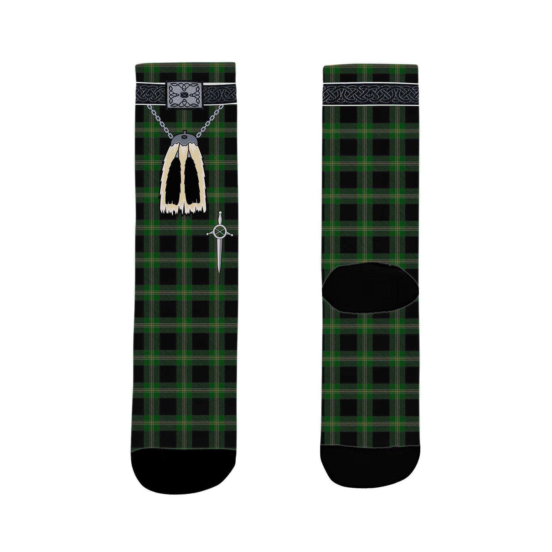 ScotsTee Shop Scottish Perry Hunting Green Clan Highland Kilt Sporran Tartan Socks