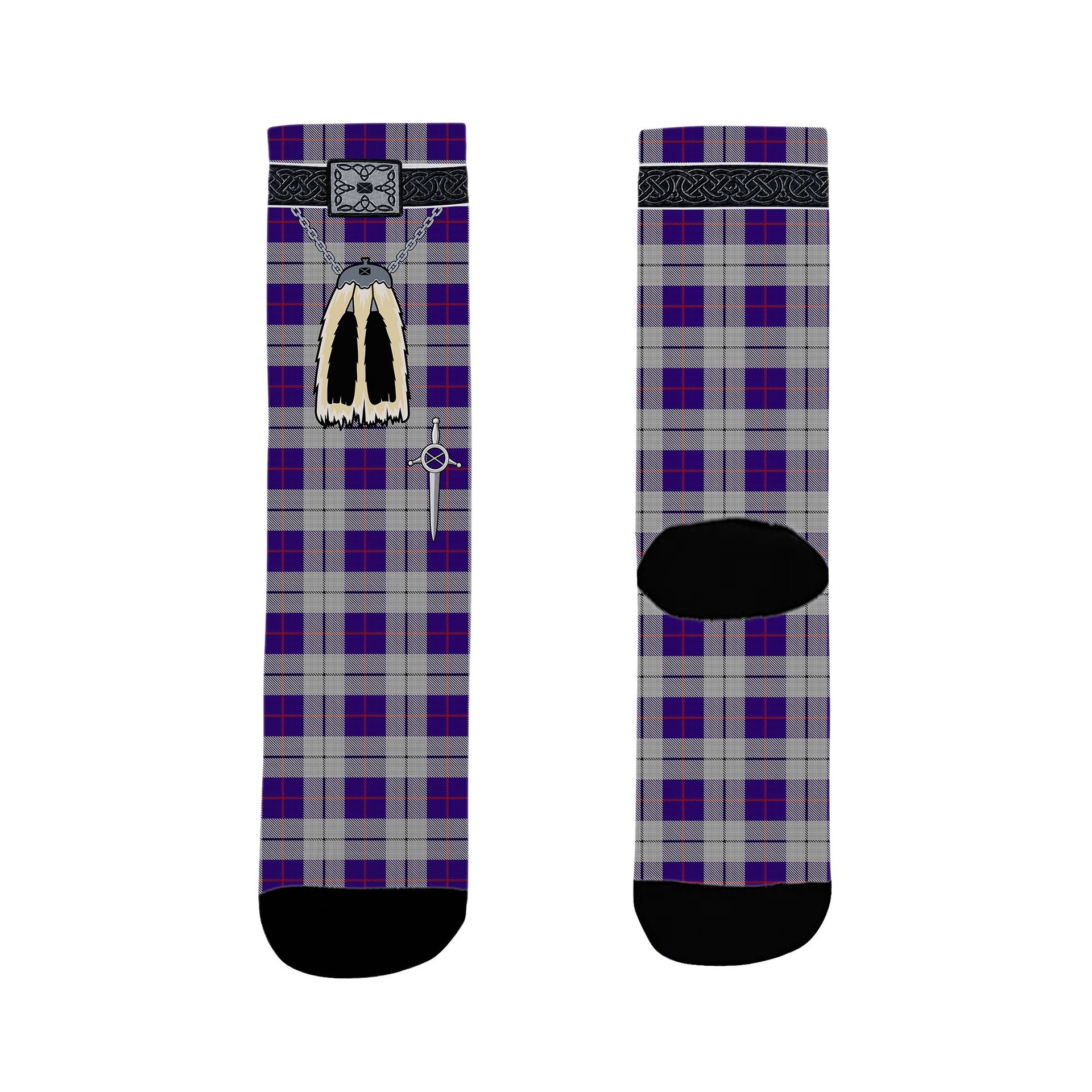 ScotsTee Shop Scottish MacRae Dress Purple 1 Clan Highland Kilt Sporran Tartan Socks