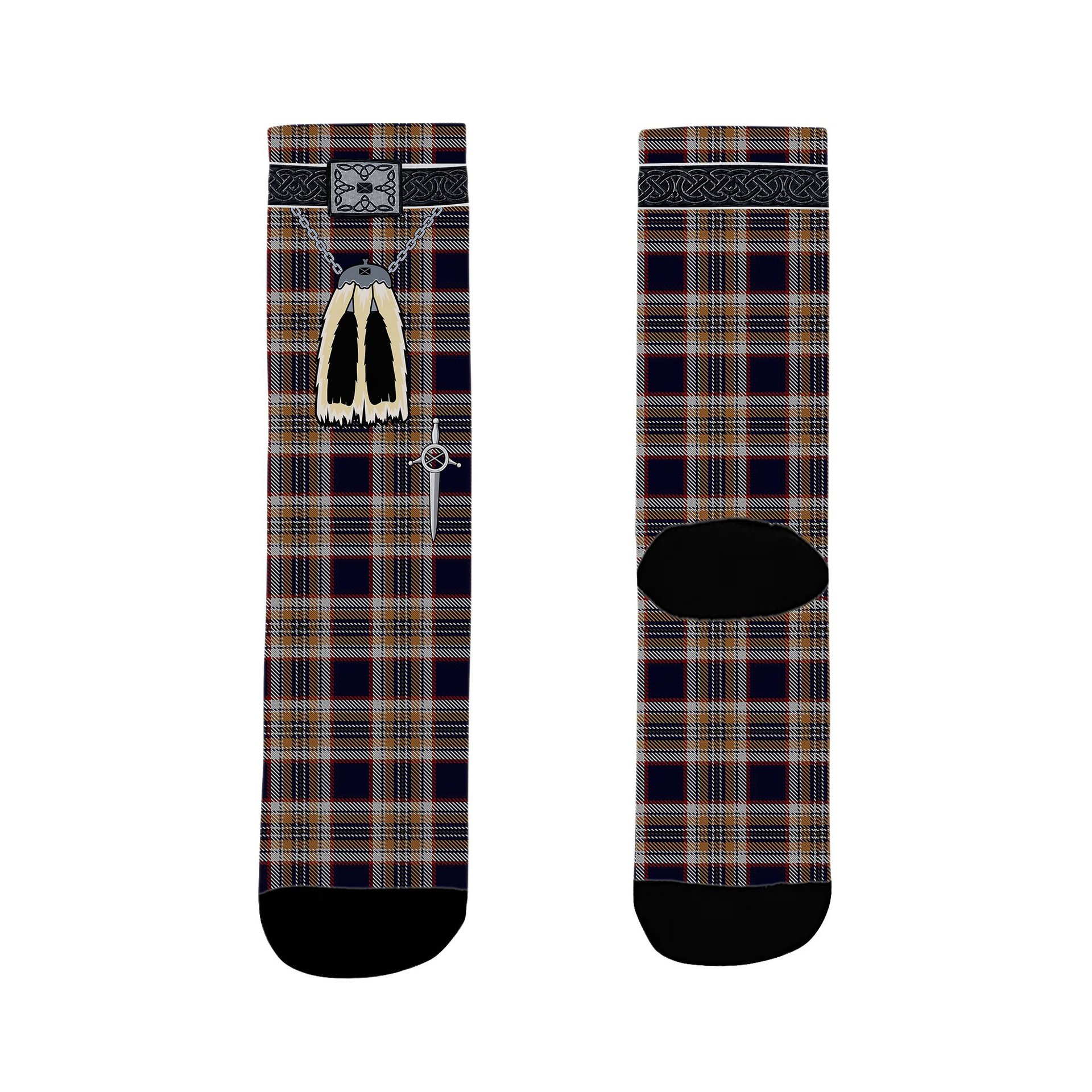 ScotsTee Shop Scottish Stewart Navy Clan Highland Kilt Sporran Tartan Socks