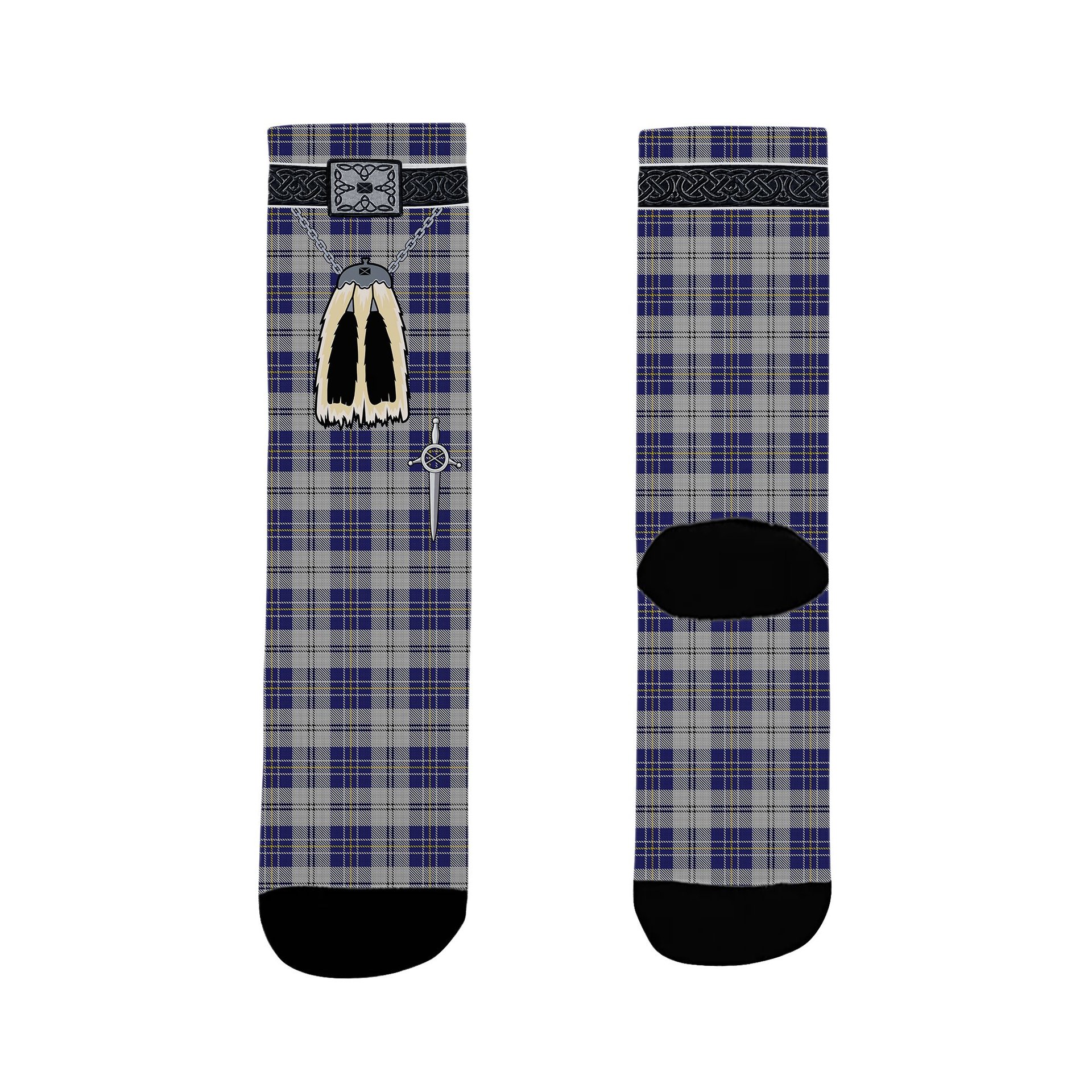 ScotsTee Shop Scottish MacPherson Dress Blue Clan Highland Kilt Sporran Tartan Socks