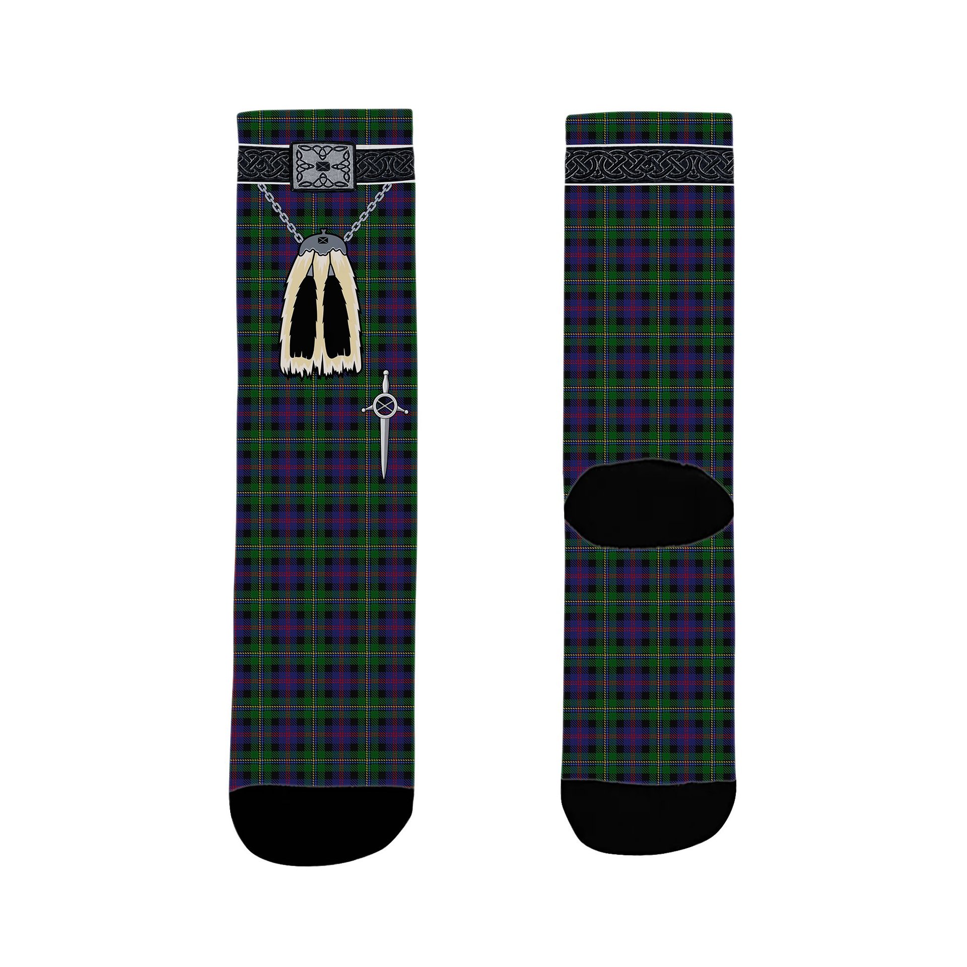 ScotsTee Shop Scottish Malcolm Clan Highland Kilt Sporran Tartan Socks