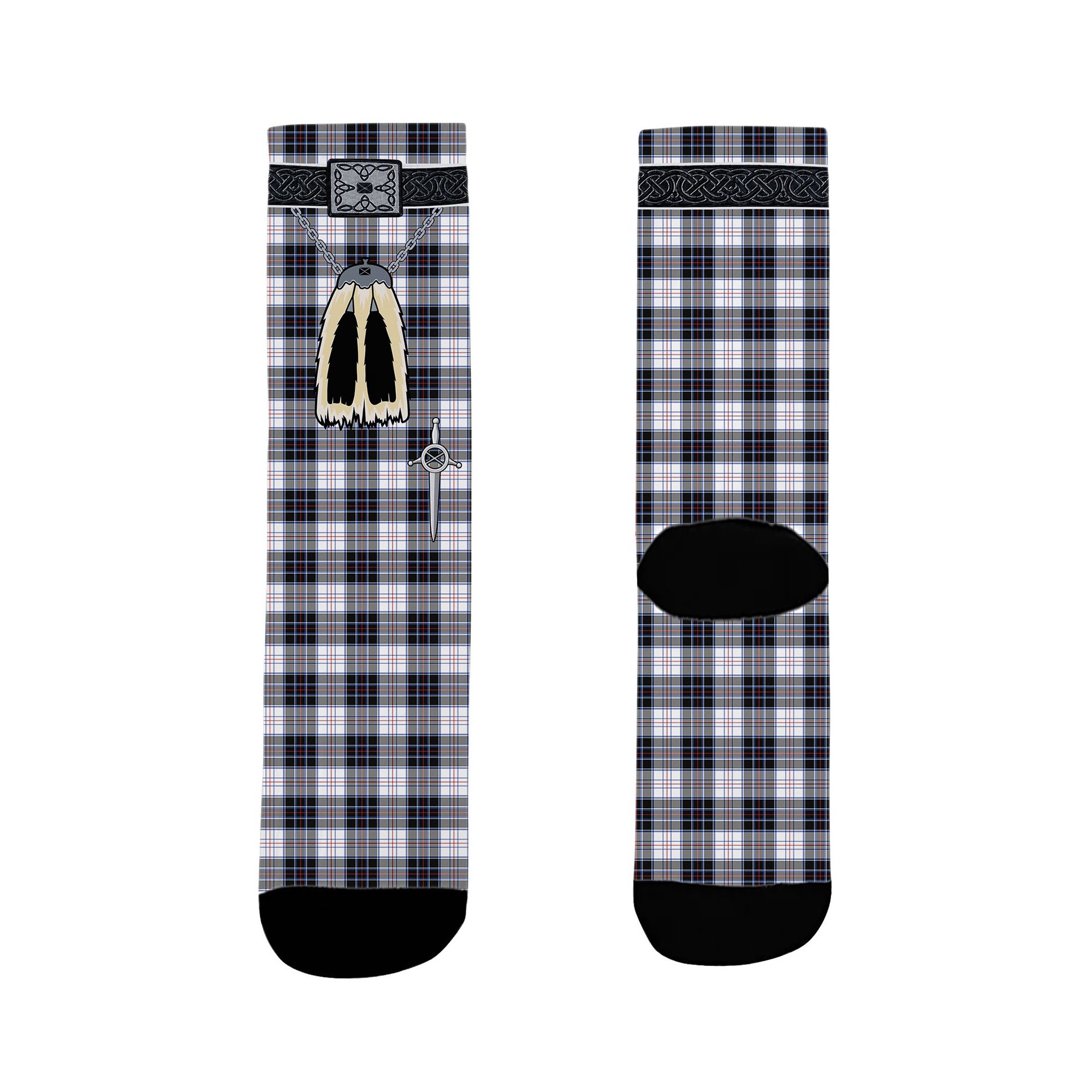 ScotsTee Shop Scottish MacRae Dress Modern Clan Highland Kilt Sporran Tartan Socks