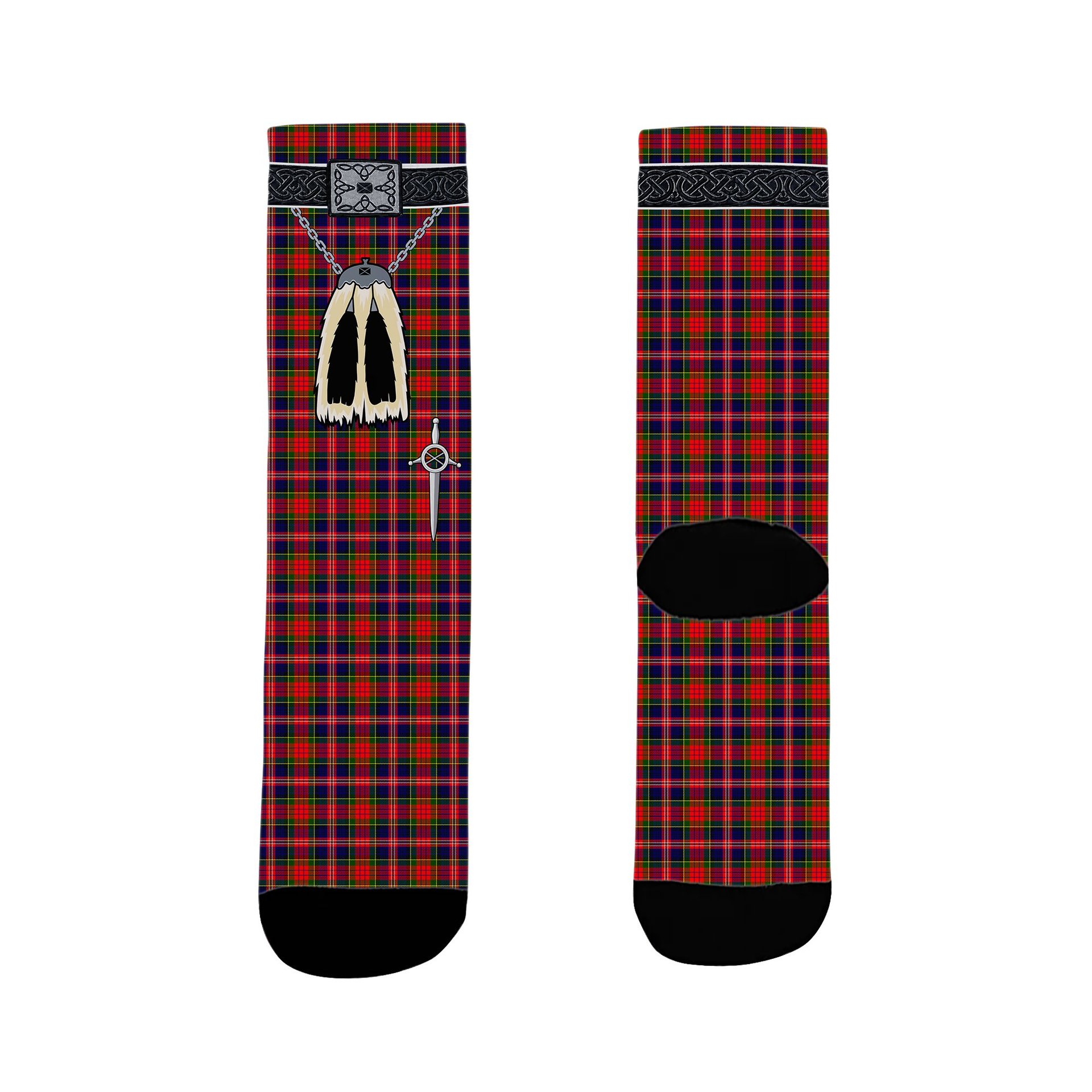 ScotsTee Shop Scottish MacPherson Modern Clan Highland Kilt Sporran Tartan Socks