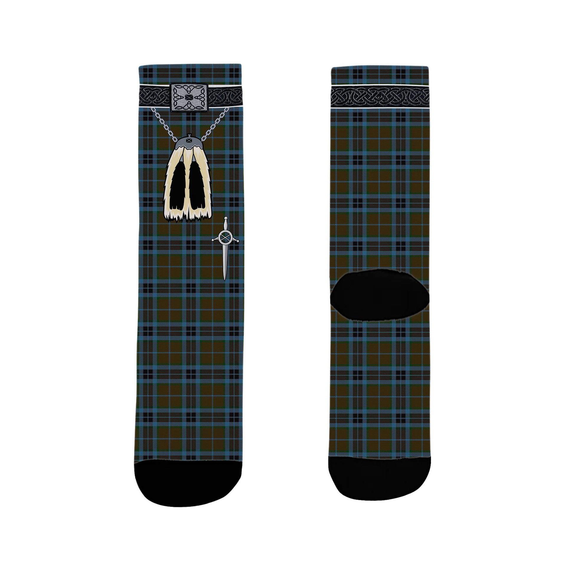 ScotsTee Shop Scottish Thomson Hunting Clan Highland Kilt Sporran Tartan Socks