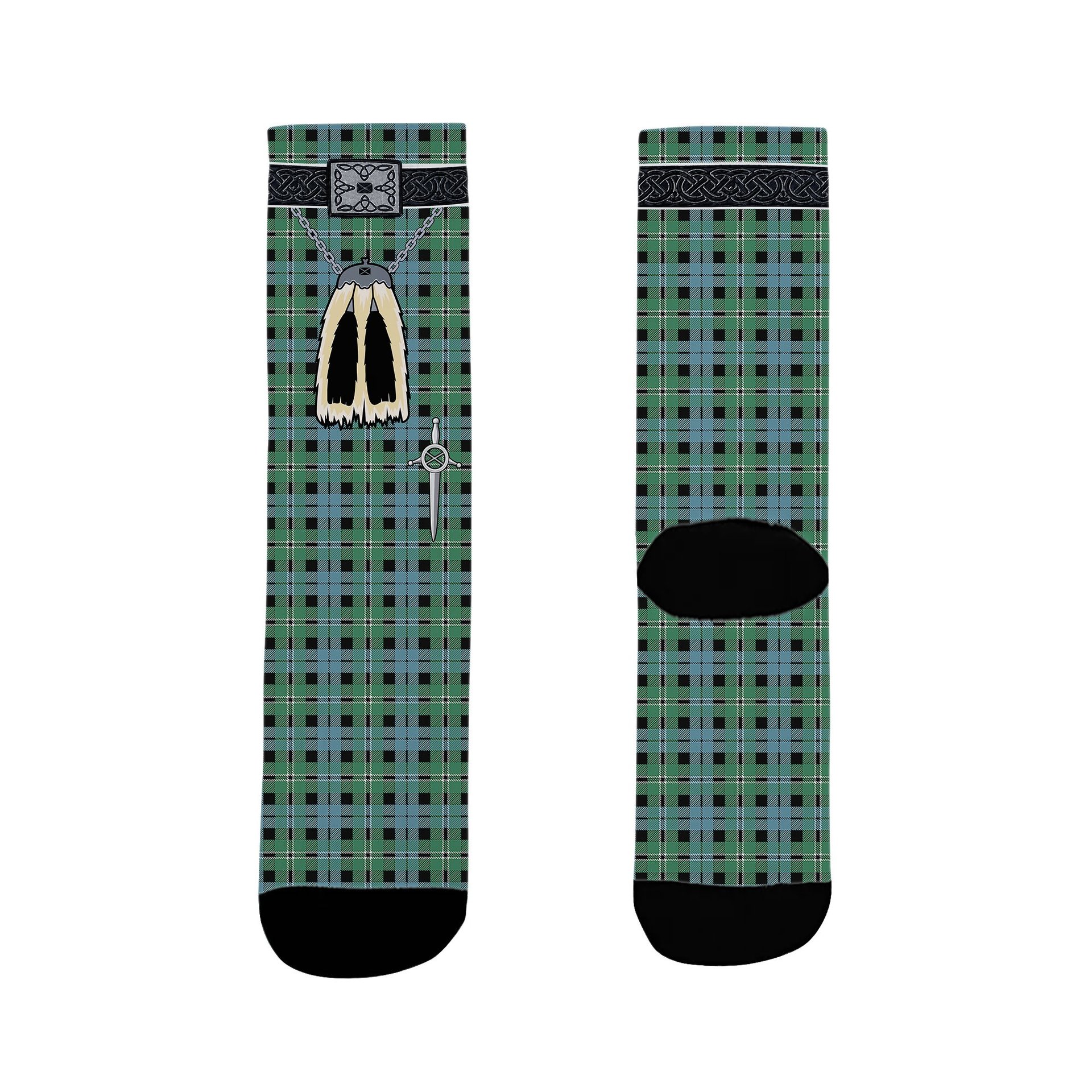 ScotsTee Shop Scottish Melville Modern Clan Highland Kilt Sporran Tartan Socks