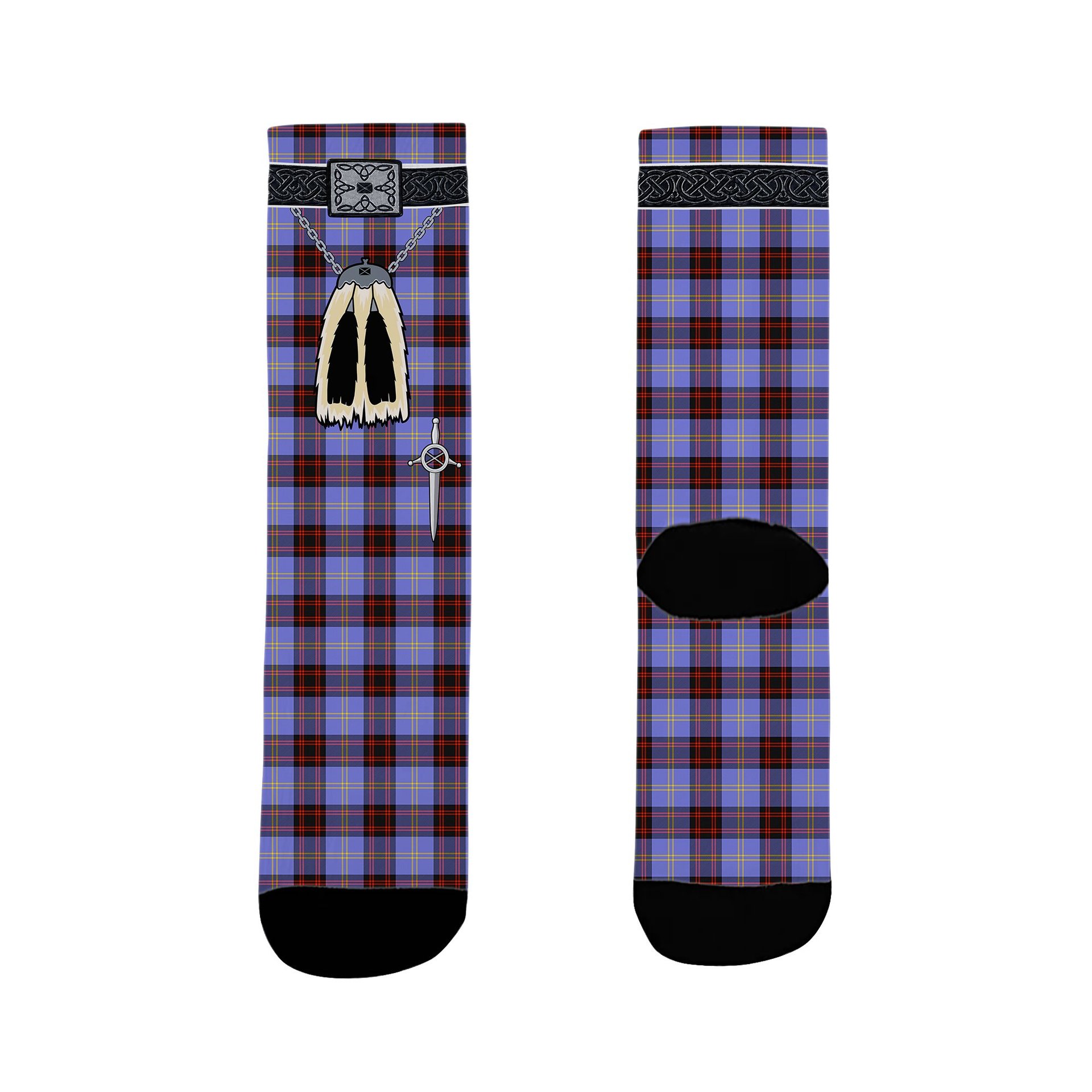 ScotsTee Shop Scottish Rutherford SC Clan Highland Kilt Sporran Tartan Socks