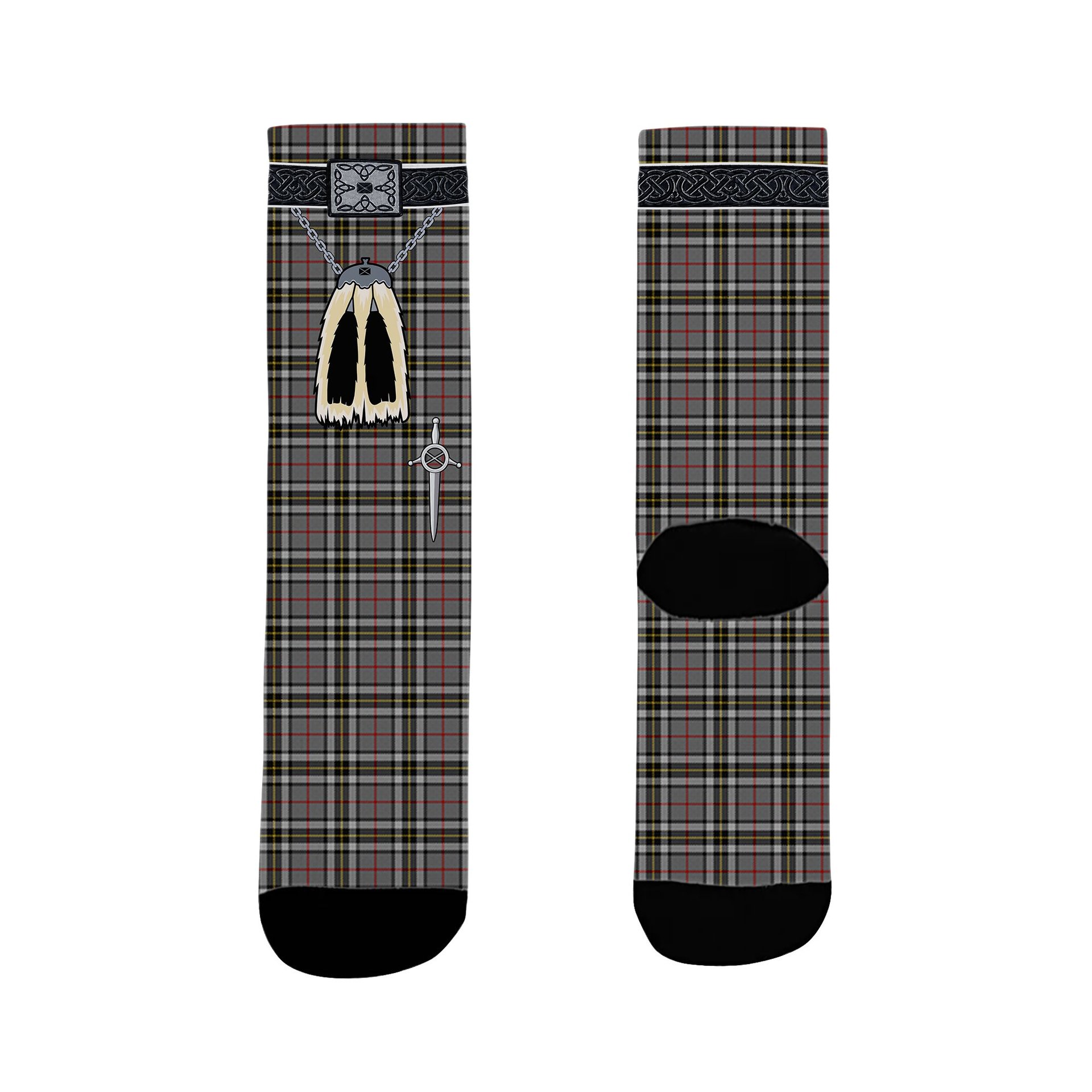 ScotsTee Shop Scottish Thomson Dress Grey Clan Highland Kilt Sporran Tartan Socks