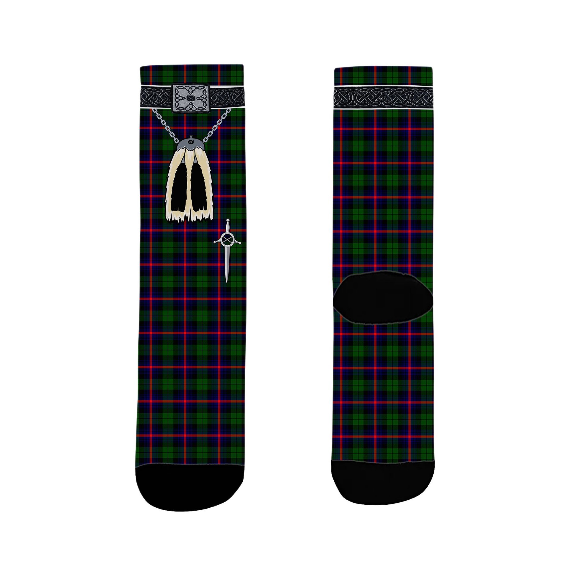 ScotsTee Shop Scottish Urquhart Modern Clan Highland Kilt Sporran Tartan Socks