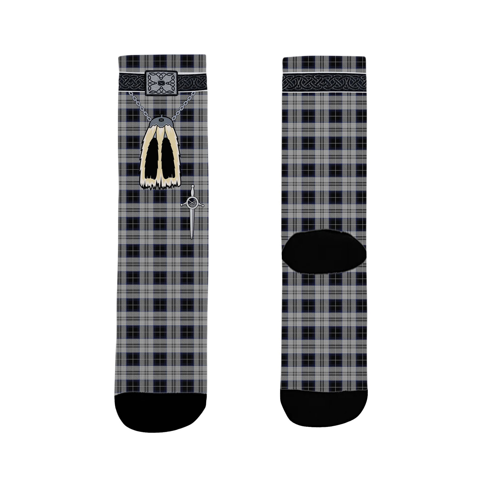 ScotsTee Shop Scottish Menzies Black Dress Clan Highland Kilt Sporran Tartan Socks