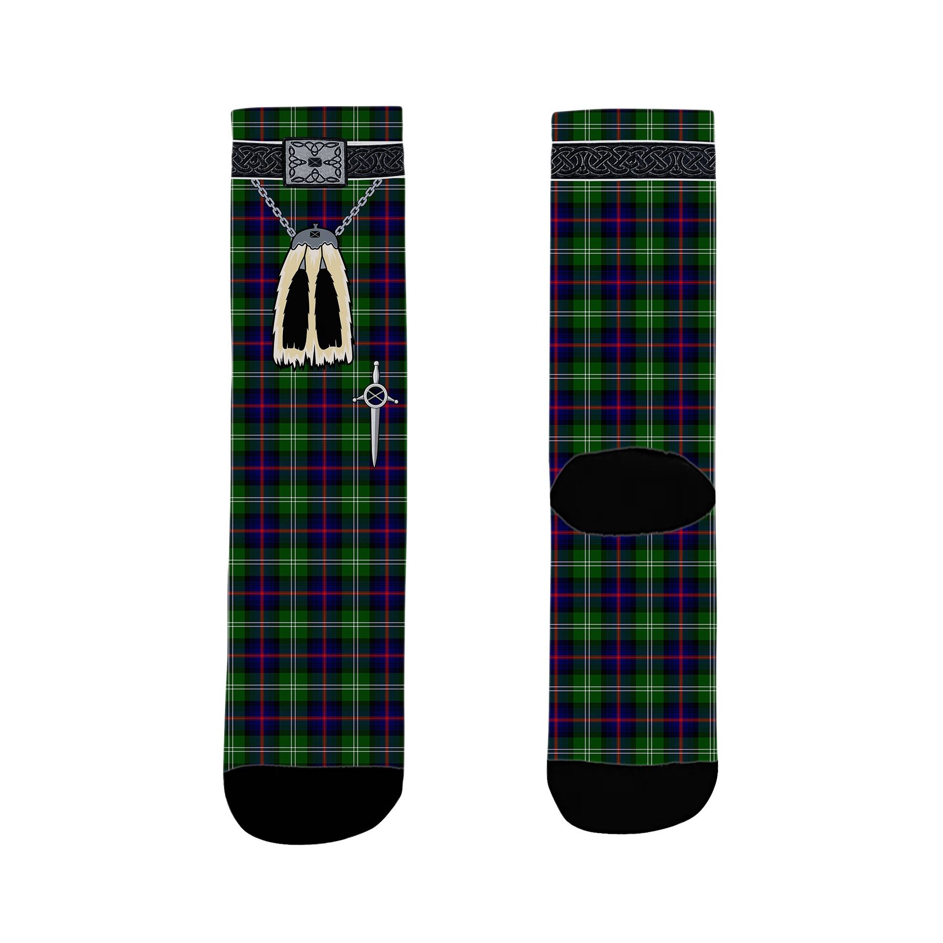 ScotsTee Shop Scottish Sutherland Modern Clan Highland Kilt Sporran Tartan Socks