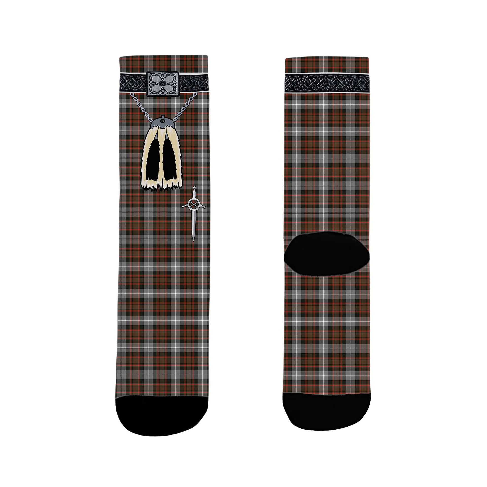 ScotsTee Shop Scottish MacRae Hunting Weathered Clan Highland Kilt Sporran Tartan Socks
