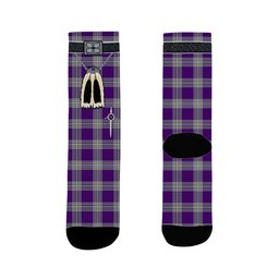 ScotsTee Shop Scottish Menzies Mauve and White Clan Highland Kilt Sporran Tartan Socks