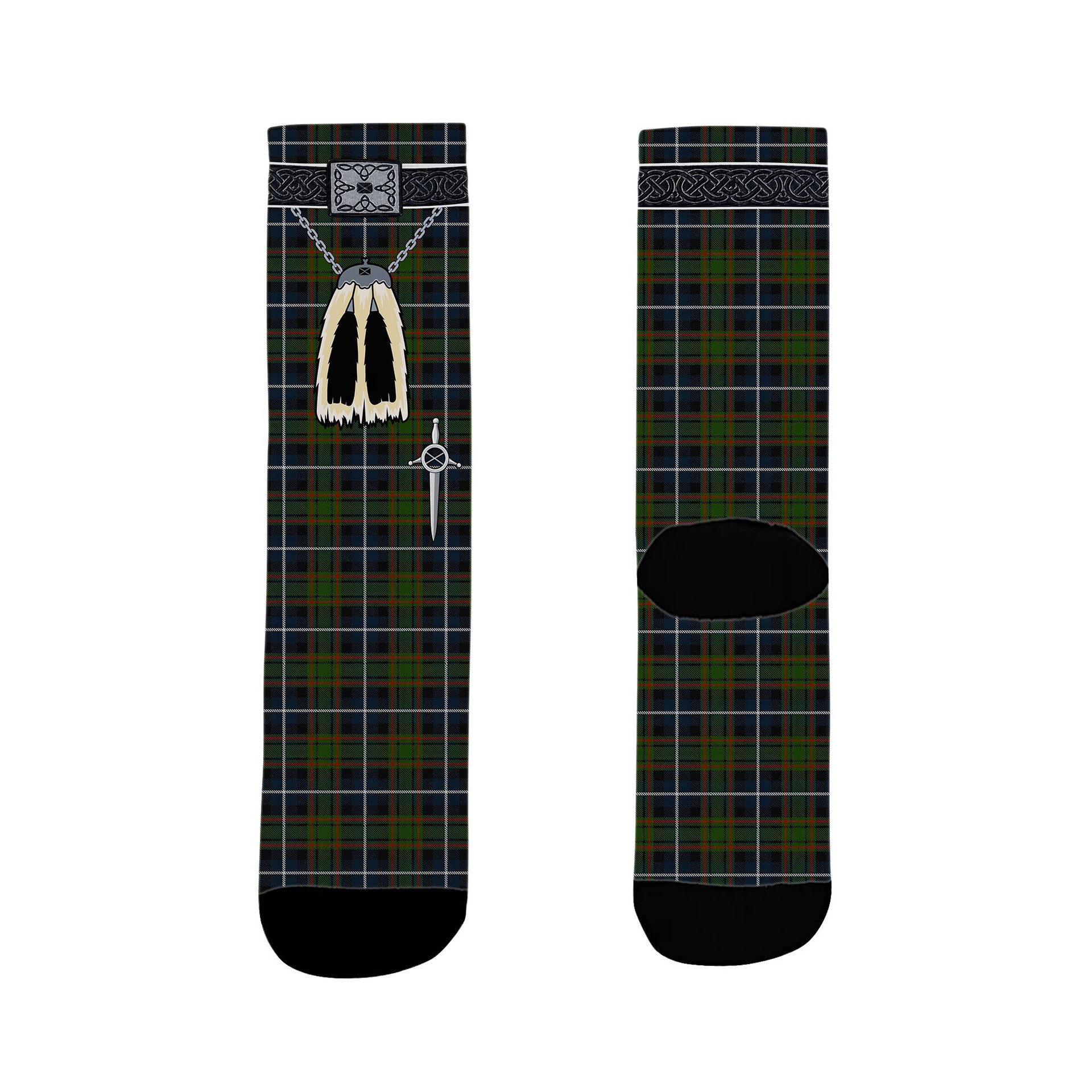 ScotsTee Shop Scottish MacRae Hunting Clan Highland Kilt Sporran Tartan Socks