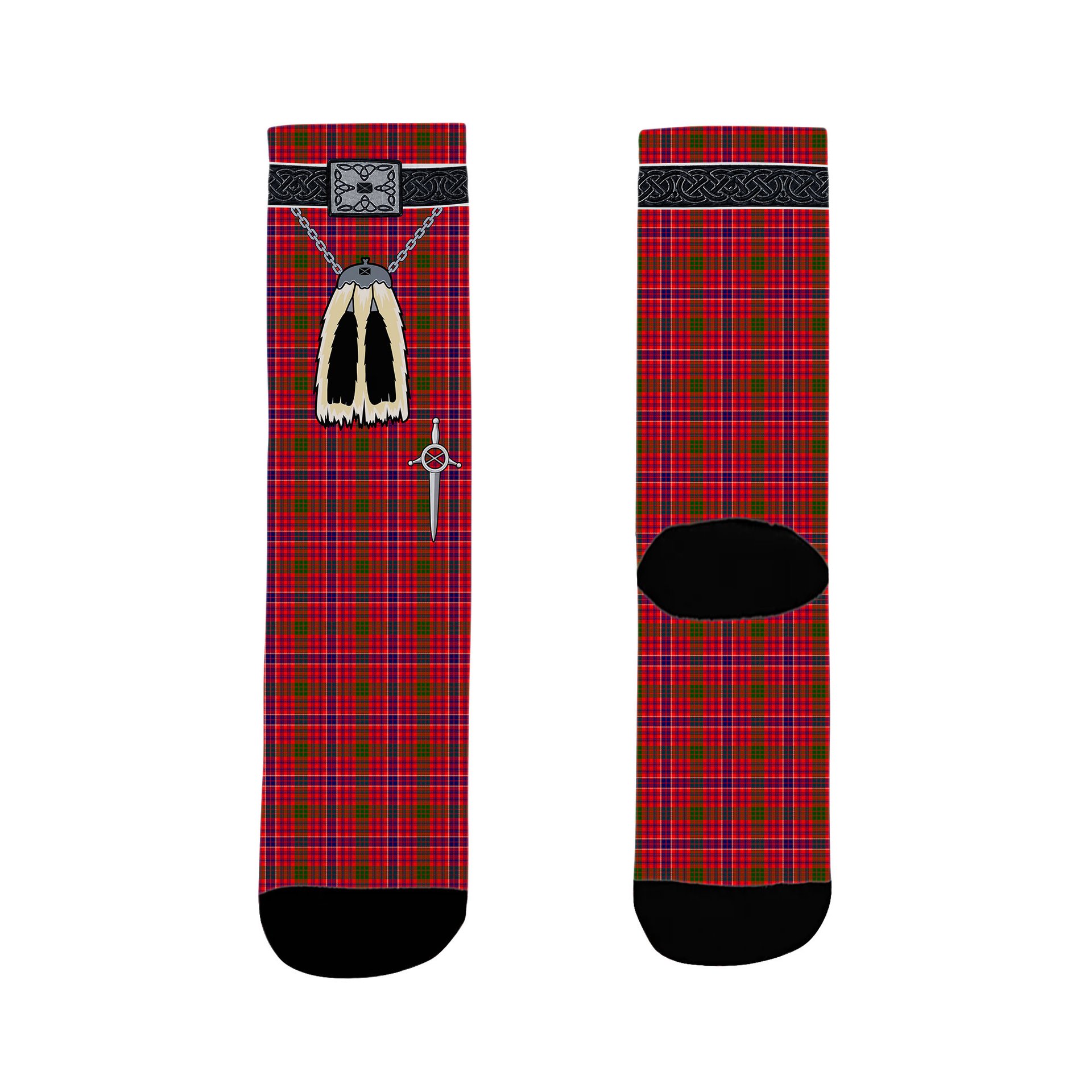 ScotsTee Shop Scottish MacRae Modern Clan Highland Kilt Sporran Tartan Socks