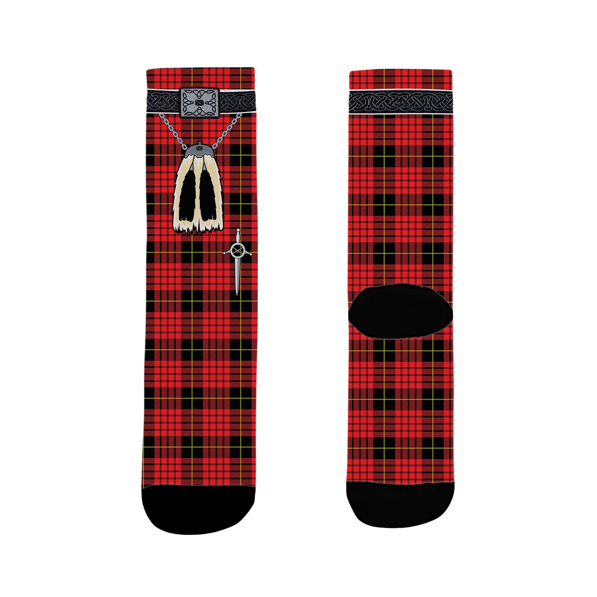 ScotsTee Shop Scottish MacQueen Modern Clan Highland Kilt Sporran Tartan Socks