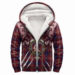 Ainslie Tartan Crest Sherpa Hoodie Ferocious Lion Style