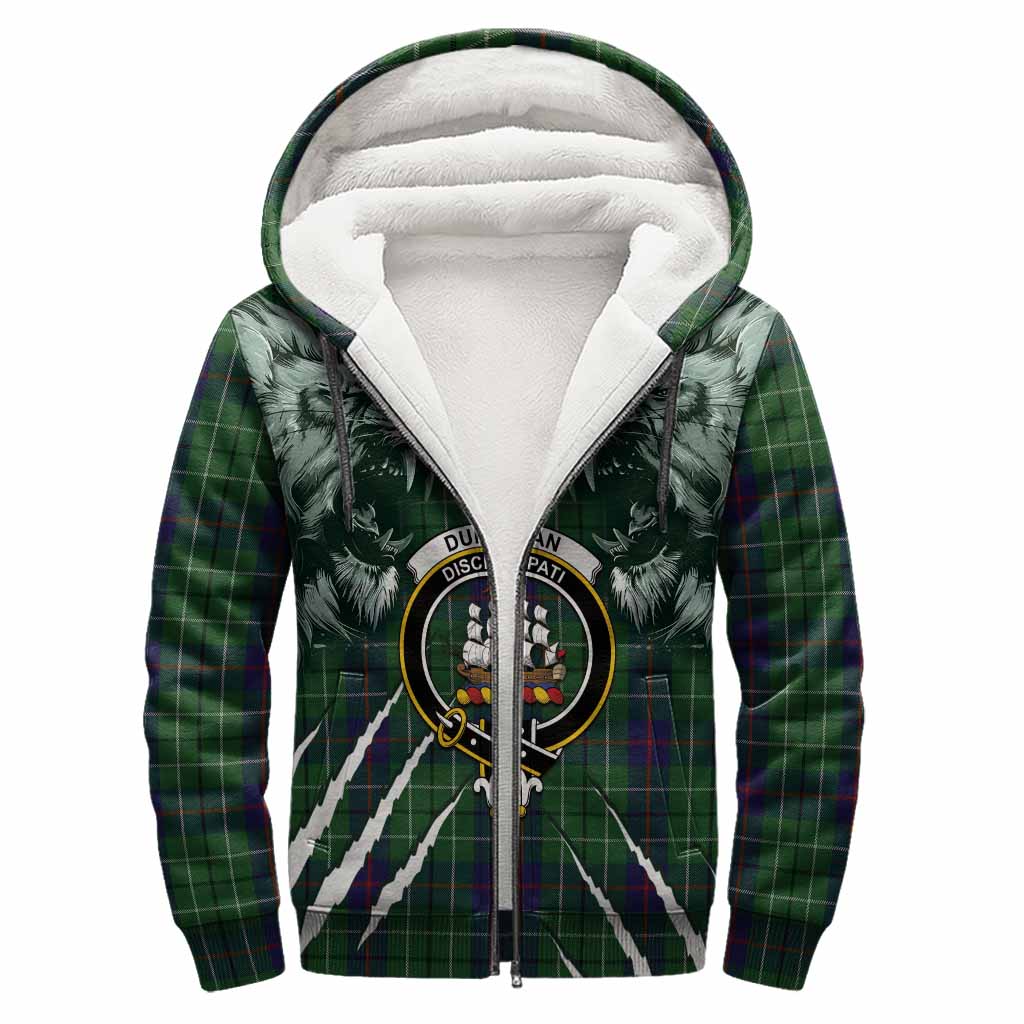Duncan Tartan Crest Sherpa Hoodie Ferocious Lion Style