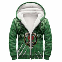 Currie Tartan Crest Sherpa Hoodie Ferocious Lion Style
