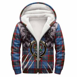 Crichton (Crighton) Tartan Crest Sherpa Hoodie Ferocious Lion Style