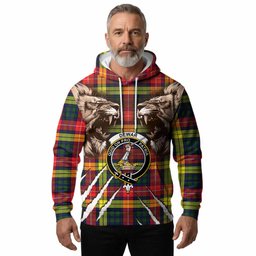Dewar Tartan Crest Hoodie Ferocious Lion Style