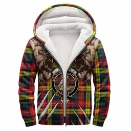 Dewar Tartan Crest Sherpa Hoodie Ferocious Lion Style