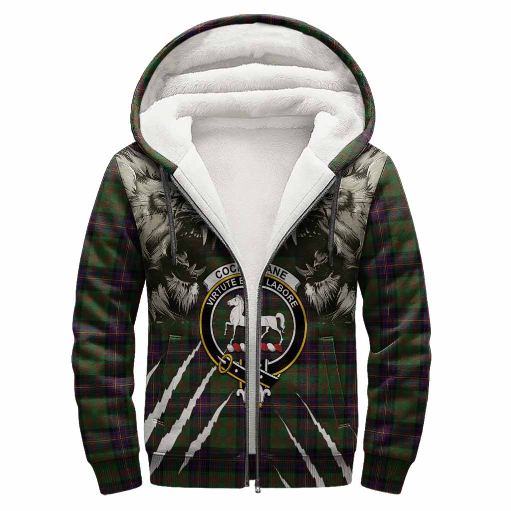 Cochrane Tartan Crest Sherpa Hoodie Ferocious Lion Style