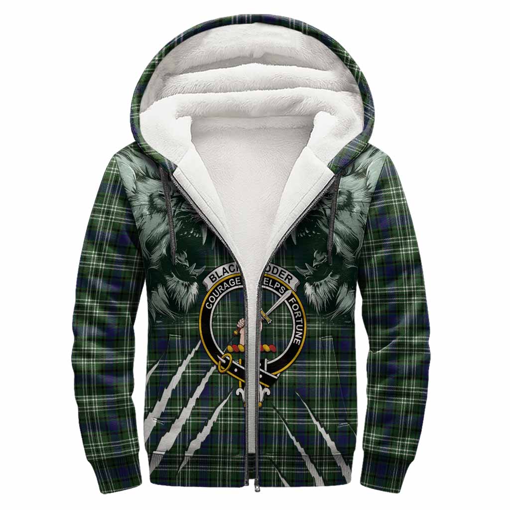 Blackadder Tartan Crest Sherpa Hoodie Ferocious Lion Style