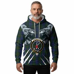 Colquhoun Tartan Crest Hoodie Ferocious Lion Style