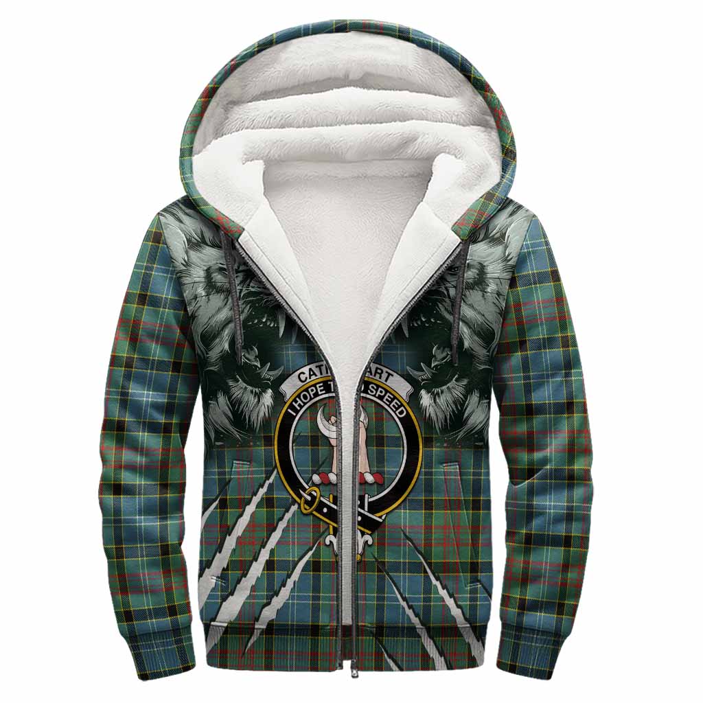 Cathcart Tartan Crest Sherpa Hoodie Ferocious Lion Style