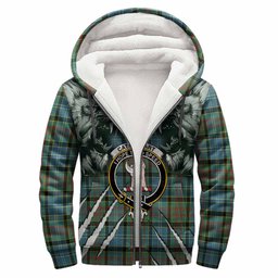 Cathcart Tartan Crest Sherpa Hoodie Ferocious Lion Style