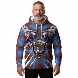 Dalmahoy Tartan Crest Hoodie Ferocious Lion Style
