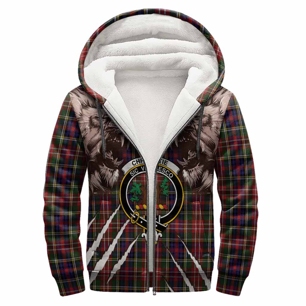 Christie Tartan Crest Sherpa Hoodie Ferocious Lion Style