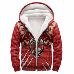 Burnett Tartan Crest Sherpa Hoodie Ferocious Lion Style