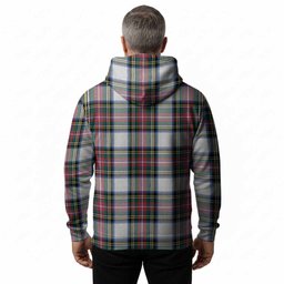 Dennistoun Tartan Crest Hoodie Ferocious Lion Style