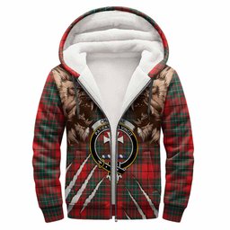 Cheyne Tartan Crest Sherpa Hoodie Ferocious Lion Style