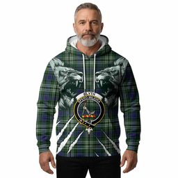 Blyth Tartan Crest Hoodie Ferocious Lion Style