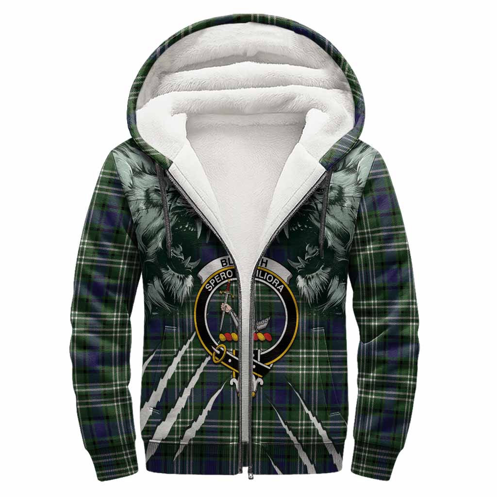 Blyth Tartan Crest Sherpa Hoodie Ferocious Lion Style