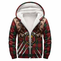 Chisholm Tartan Crest Sherpa Hoodie Ferocious Lion Style