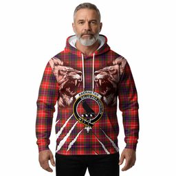 Abernethy Tartan Crest Hoodie Ferocious Lion Style