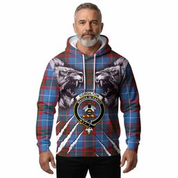 Congilton Tartan Crest Hoodie Ferocious Lion Style