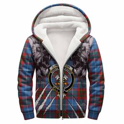 Congilton Tartan Crest Sherpa Hoodie Ferocious Lion Style