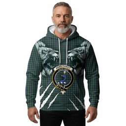 Arbuthnot Tartan Crest Hoodie Ferocious Lion Style